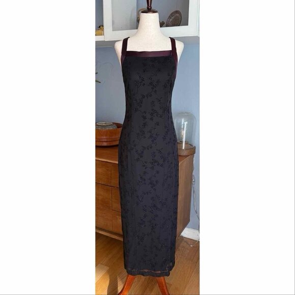 SOLD Mesh & Floral Velvet Glitter Maxi Dress Strappy Whimsygoth Vampy S - Picture 3 of 8